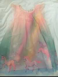 Rochiță de tul stralucitor roz deschis cu unicorn mărime 6-7 ani