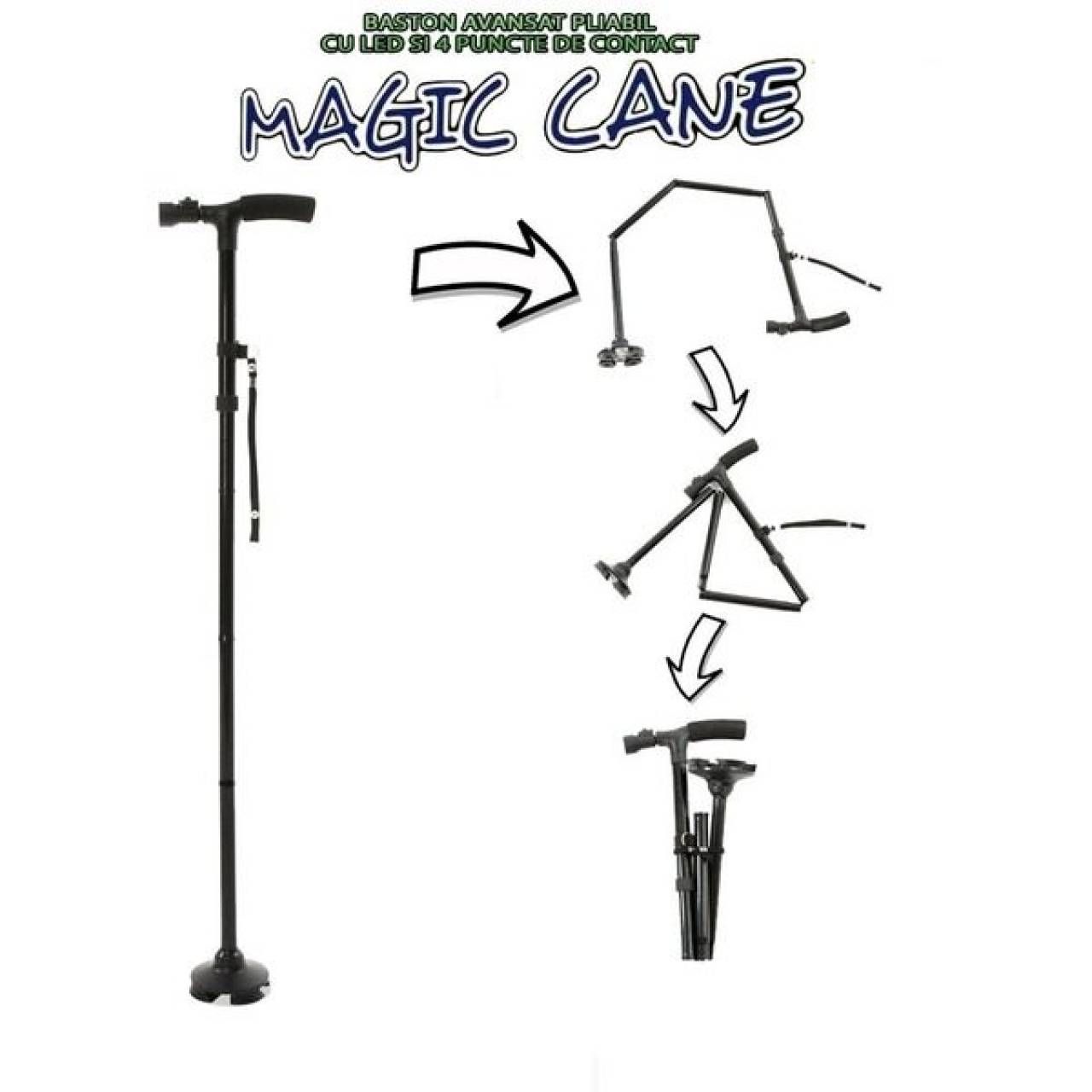 Baston de sprijin Magic Cane pliabil cu lanterna si pivoti