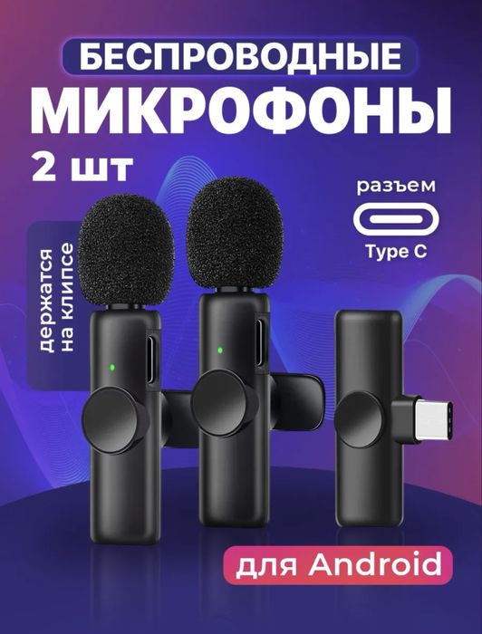 Беспроводные микрофоны 2 шт Type C