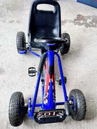 Kart cu pedale, volan si roti gonflabile Racer, Albastru