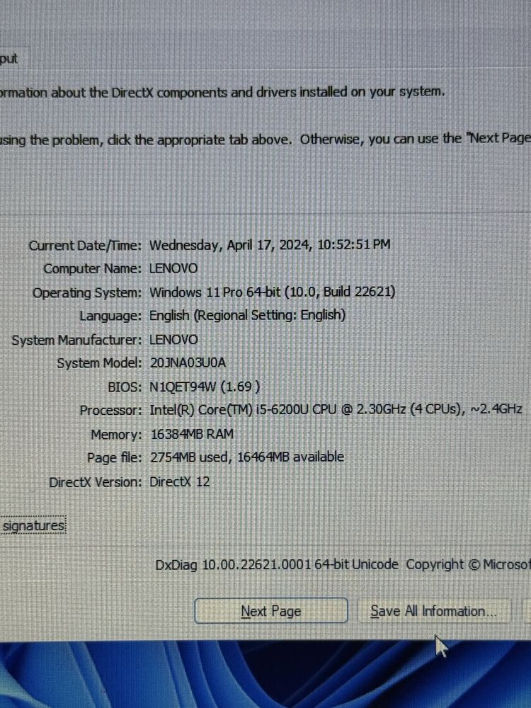 Laptop Lenovo T470 - 16GB DDR3 intel core i5 6TH