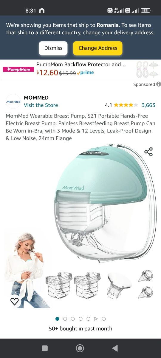 Pompa de san Mom Med dual handsfree impecabile 3 moduri 12 nivele