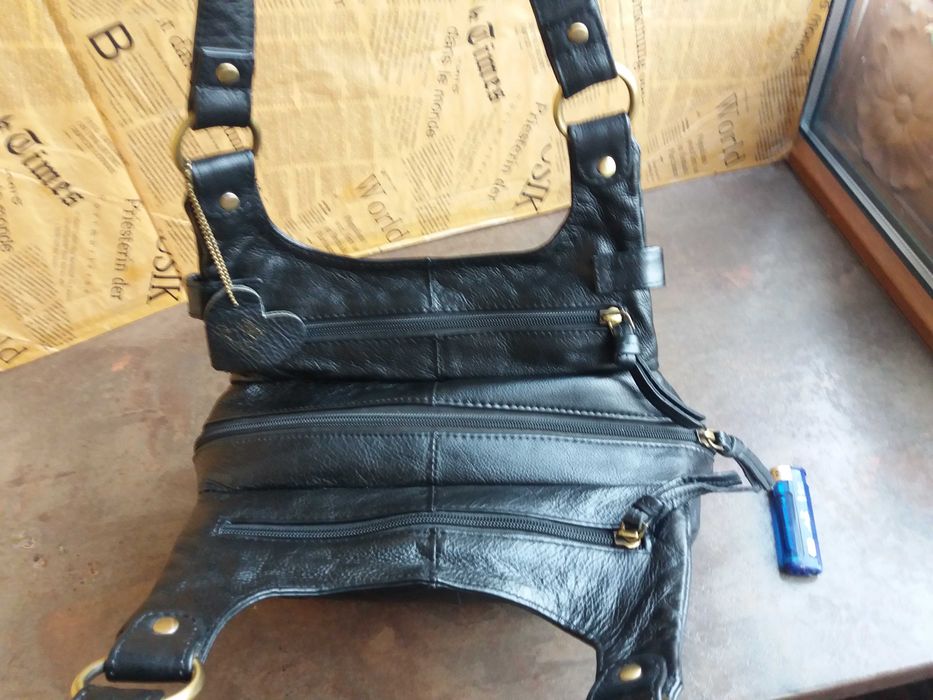 дамска чанта,черна малка кожена торба-естествена кожа