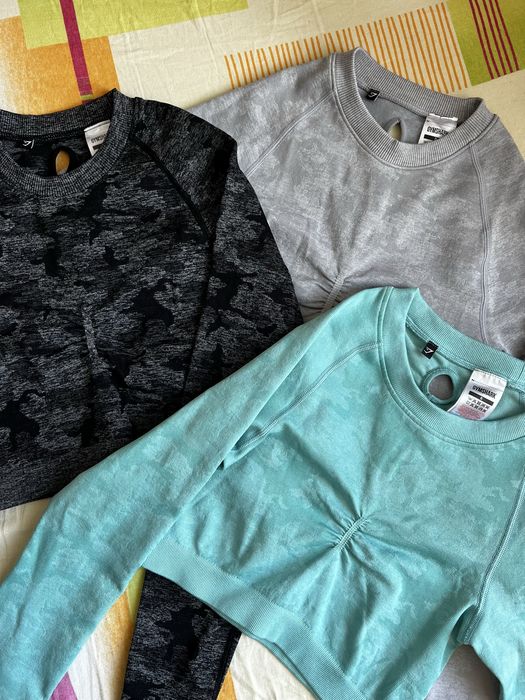 Set 3 crop top uri sala Gymshark camo marimea S
