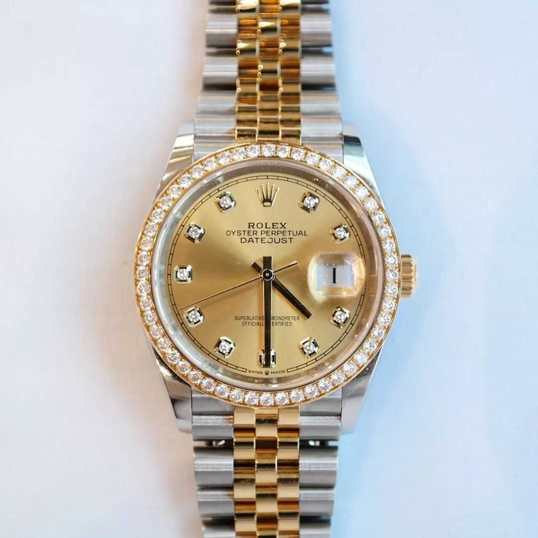 Rolex Datejust 31mm сребърно-златен - диамантен безел