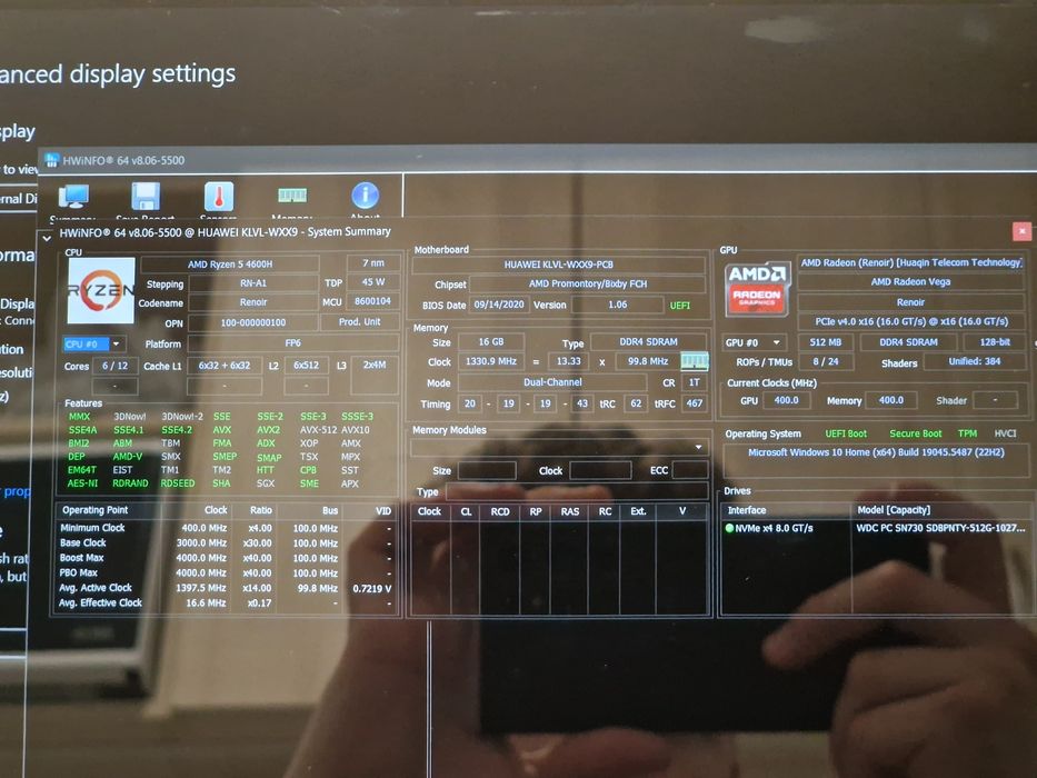 Laptop Huawei Matebook 14 Ryzen 4600H, 16gb, ssd 500