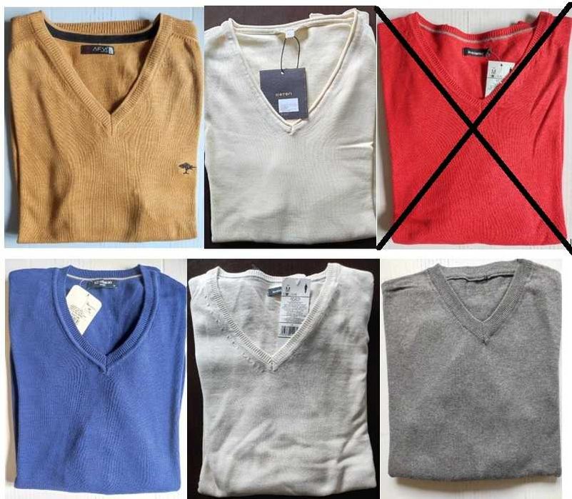 5 pulovere casual/bumbac/decolteu in V, mar. M, noi, cu/fara eticheta