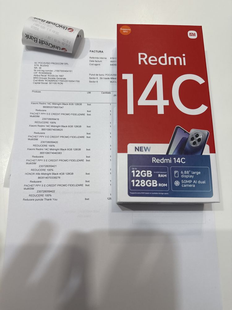 Redmi 14c nou, sigilat, factura de achizitie, garantie 2 ani.
