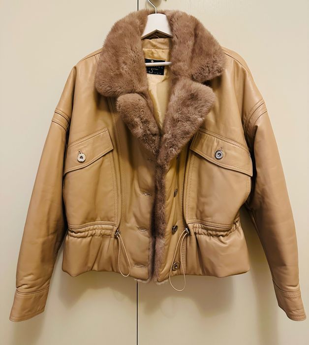 Geaca dama din piele si blana