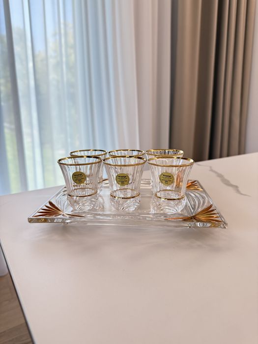 Set de 22 pahare Royar Crystal Rock, Cristal Italian, cu aurire