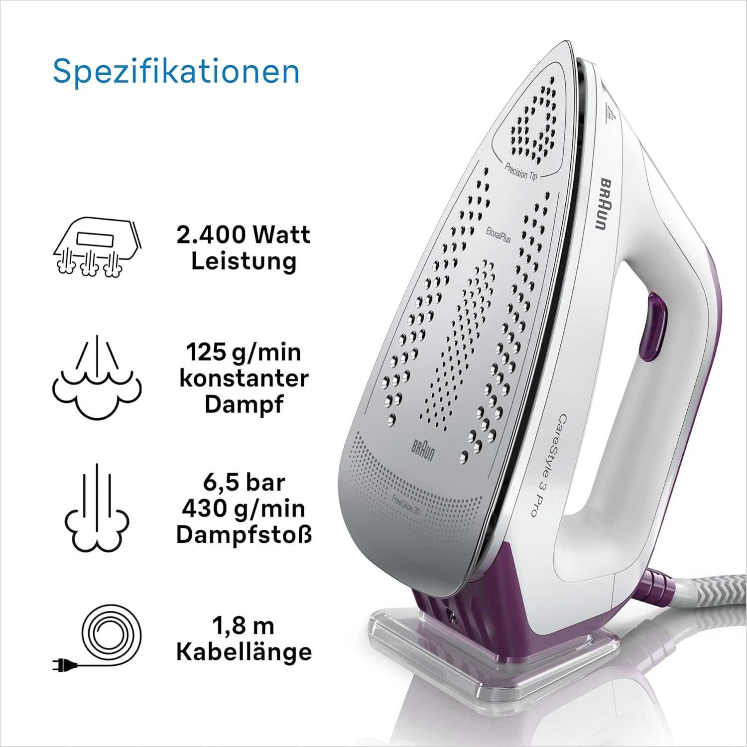 Braun CareStyle 3Pro Парогенератор, 2400W, 6,5bar, парен удар 430г/мин