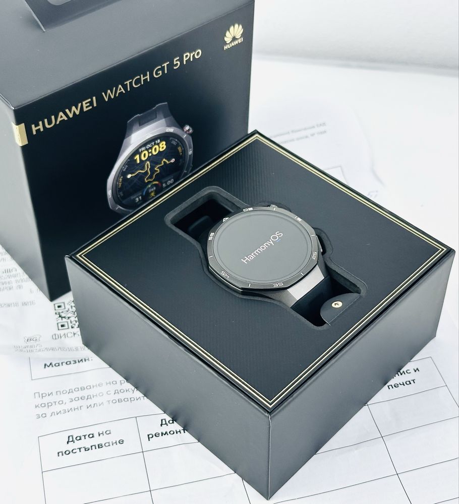 KATO НОВ! Huawei Watch GT 5 Pro 46mm Black 2г. Гаранция!