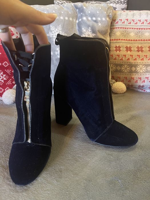 Botine Zara catifea bleumarin mas 38