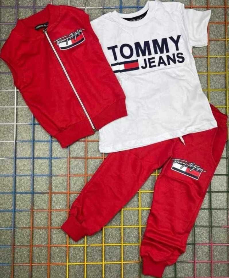 Trening unisex 3 piese Tommy Hilfinger tricou vesta pantaloni 9/10 ani