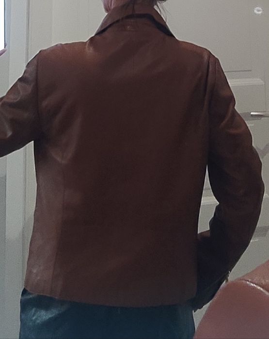 Gecuta din piele naturala extrafină, maro camel, model deosebit, Espri