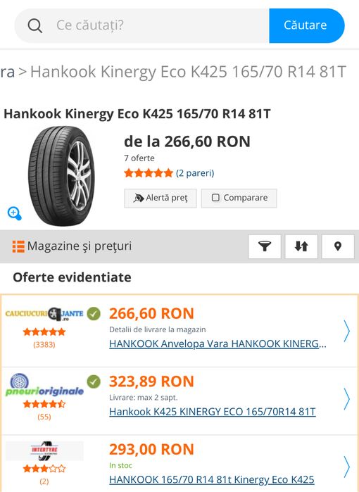 Anvelope Hankook Kinergy eco 165/70 r14