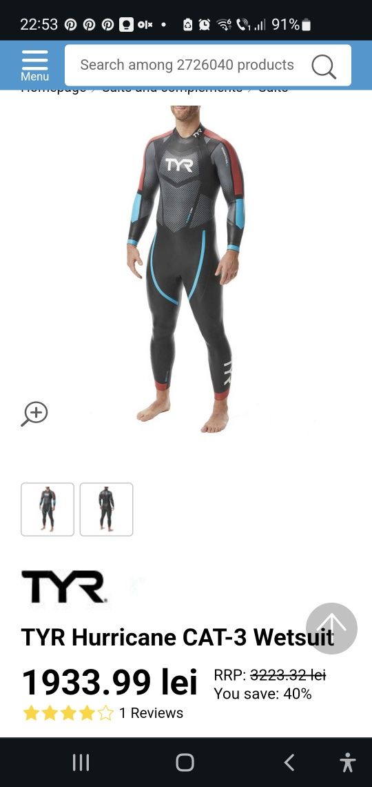 Wetsuit Hurricane Cat 3 xl folosit