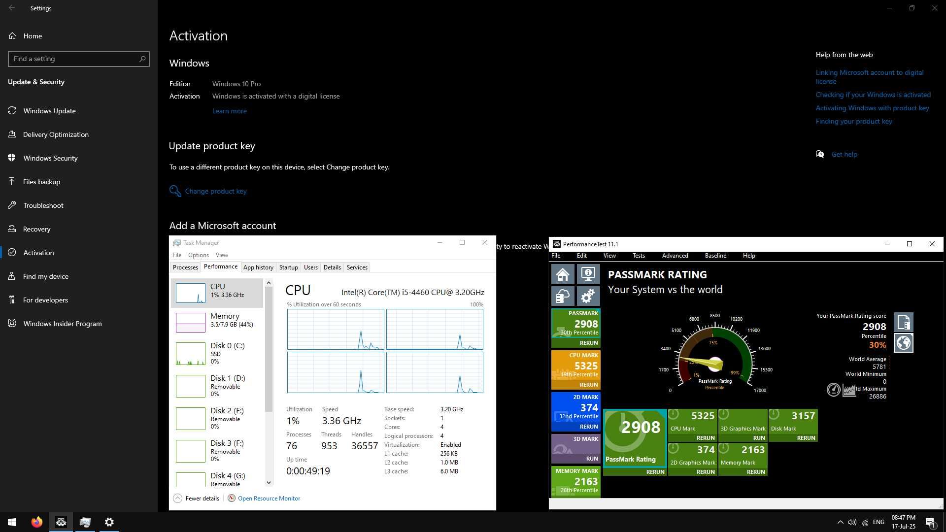 Настолен компютър / i5 4460 / 8GB RAM / Win10 pro