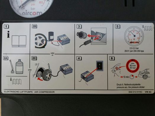 Kit pana Compresor auto umflat roti+solutie originale skoda seat audi