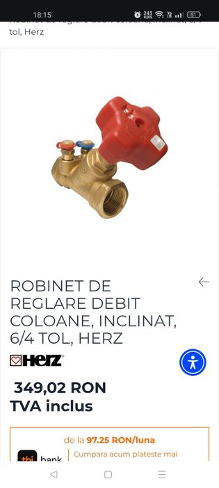 Robinet de reglare debit coloana
