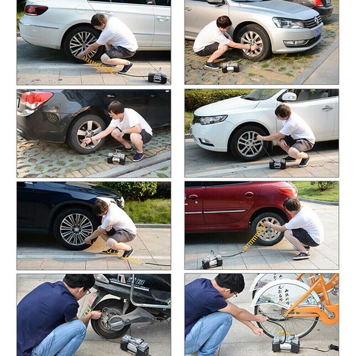 Двуцилиндров Компресор за гуми 12V