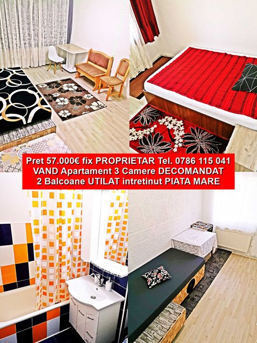 Decomandat Apartament 3 Camere Piata Mare utilat intretinut