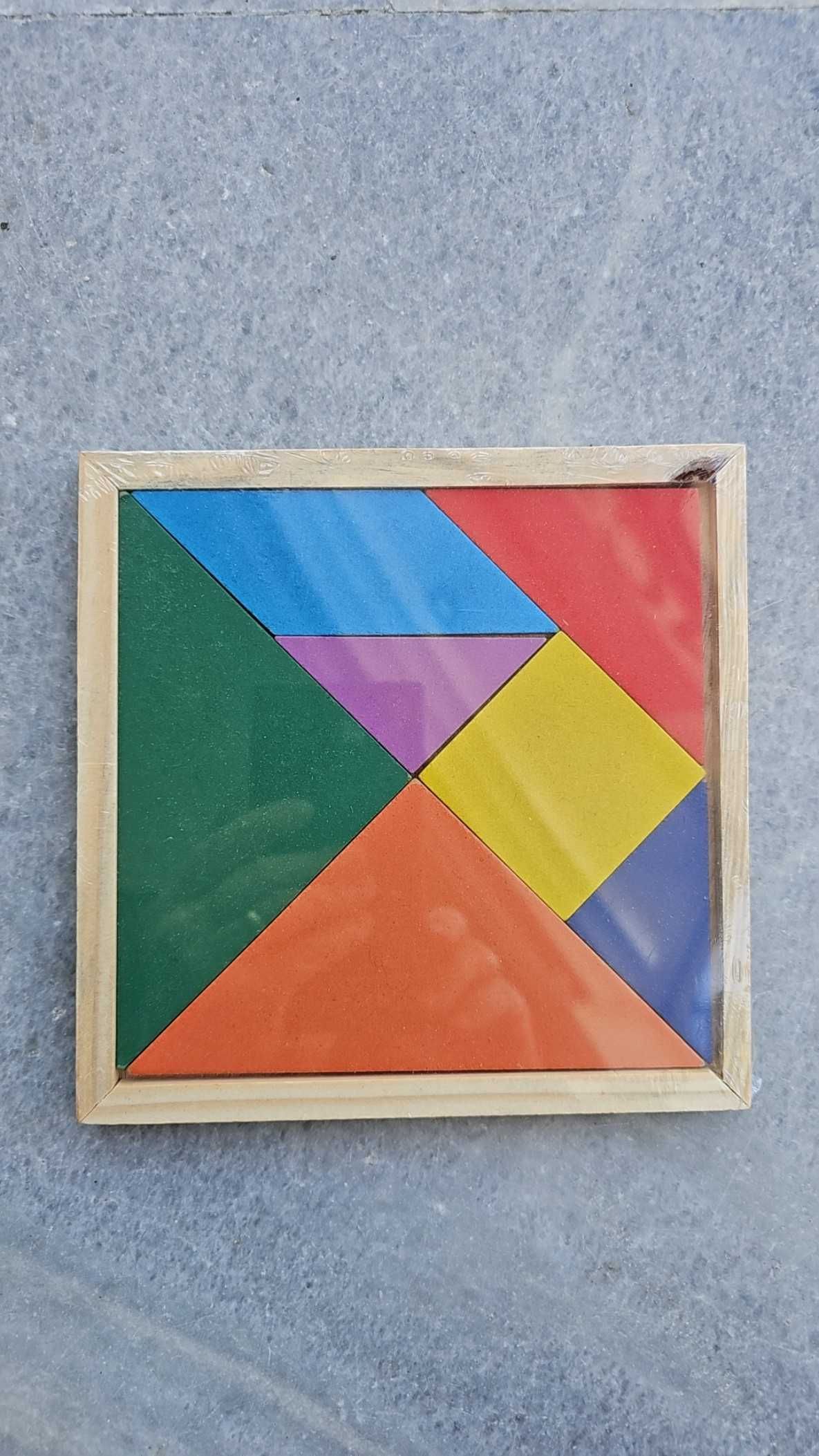 Дървен Танграм  3D Пъзел Геометрични Фигури - Tangram