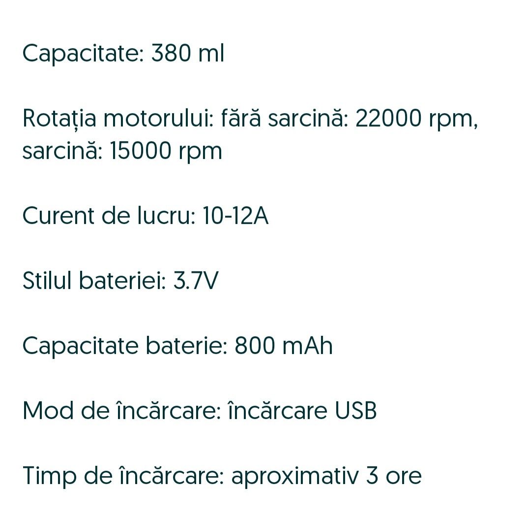 Blender smoothie maker portabil, cu acumulator și încărcare USB