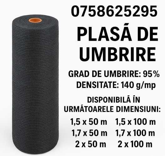 Plasa umbrire  6 x 50m  U.V.    95 %  umbrire    densitate 140gr m/p.