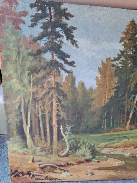 tablou pictura pe panza semnat c lecca 100 /75 m