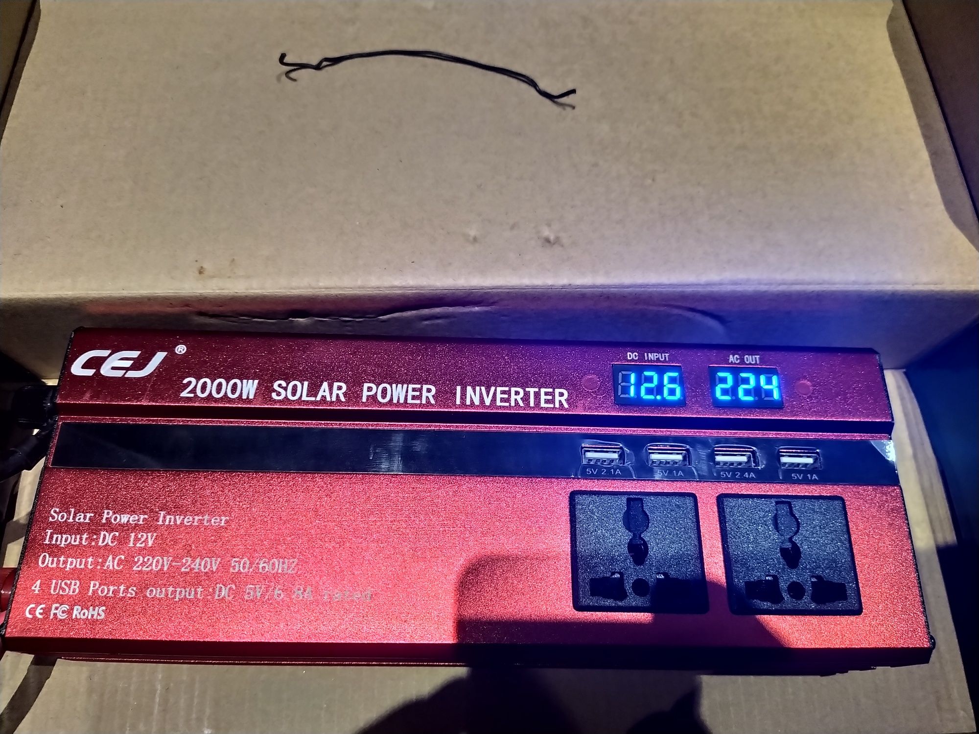 Invertor solar 12V 2000W ,USB, 220v Prize acumulator panou fotovoltaic