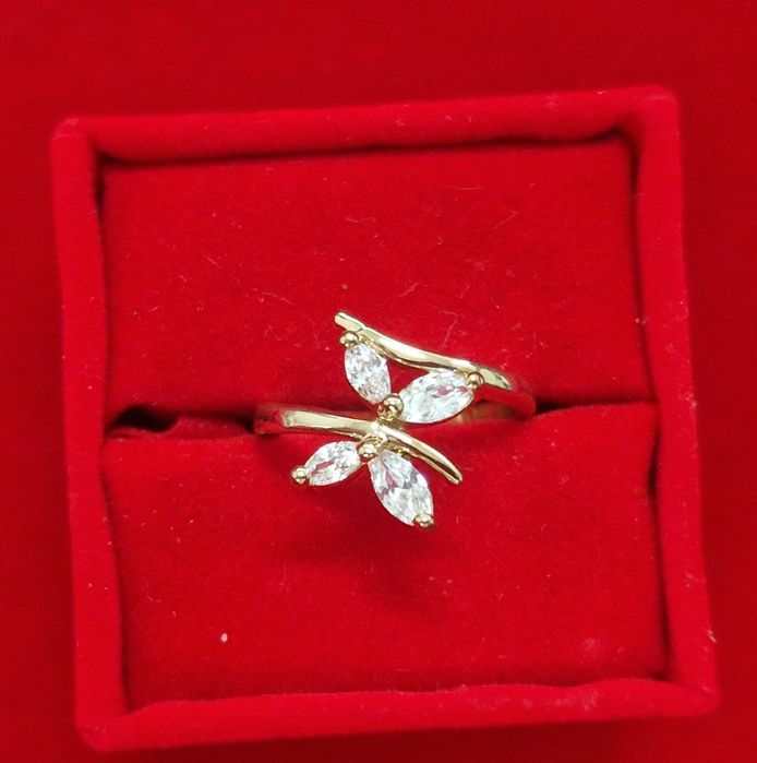 GR115, inel placat aur 18k, model deosebit, zirconii albe