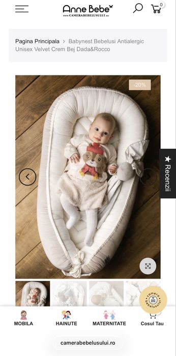 Babynest Bebelusi Antialergic Unisex Velvet Crem Bej Dada&Rocco