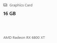 i7 10700k, 32 GB Ram , AMD Radeon RX 6800XT, 1,5 TB SSD