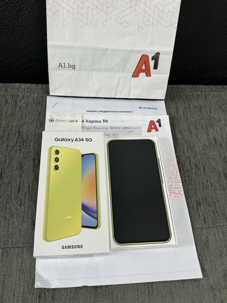 КАТО НОВ 128GB Samsung A34 5G Гаранция от A1 до 2025г. Lime / Зелен