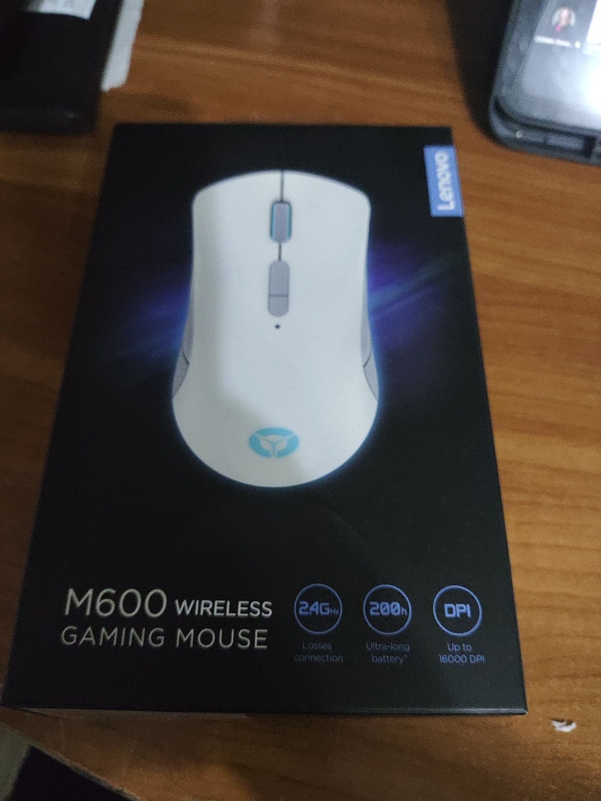 Mouse gaming wireless Lenovo Legion M600, iluminare RGB, 16k DPI, cone