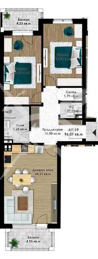 Тристаен апартамент в Остромила 514-18057