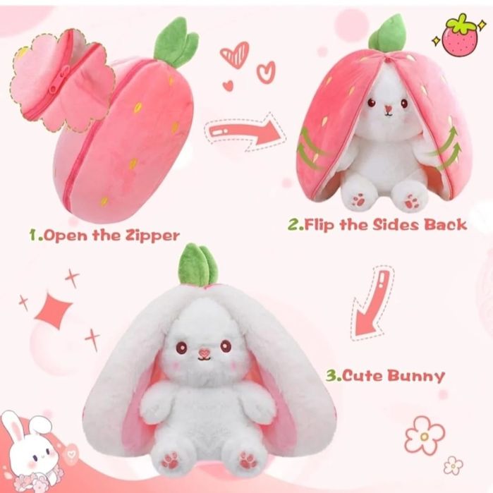 Iepuraș de plush Căpșună 2 în 1 cadou