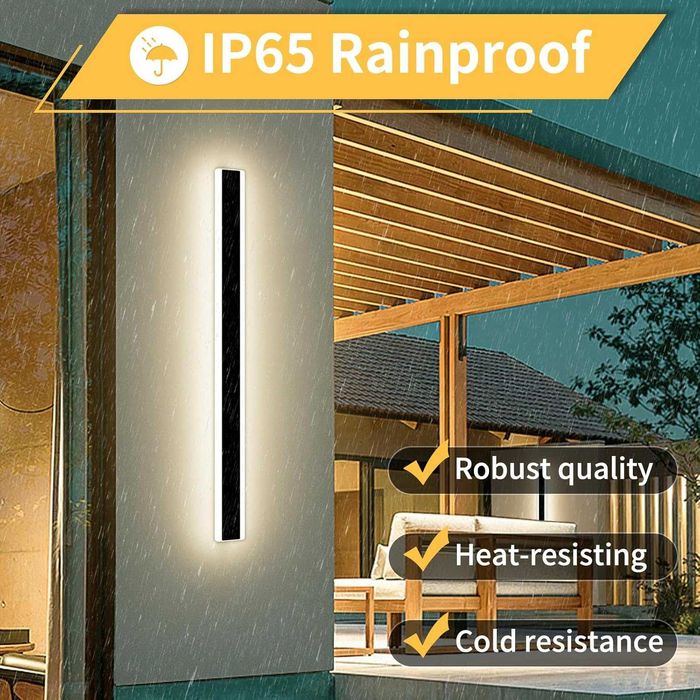 Модерен 80см външен стенен аплик IP65 с 3 цвята светлина