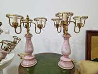 Set vintage italian – 2 veioze + candelabru ceramică pictata manual