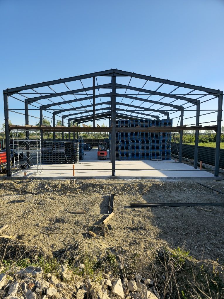 Hală Metalică 15x35x5m – Structură Vopsită, Demontabilă, Montaj + Tran