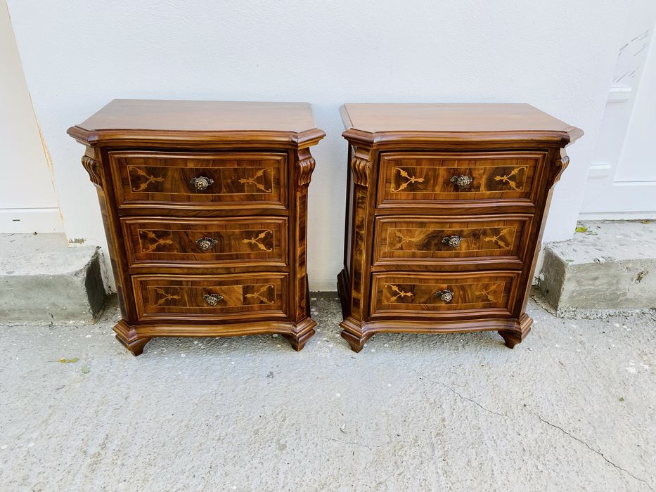 Comode Noptiere Lemn Masiv Intarsie Sculpturi Vintage