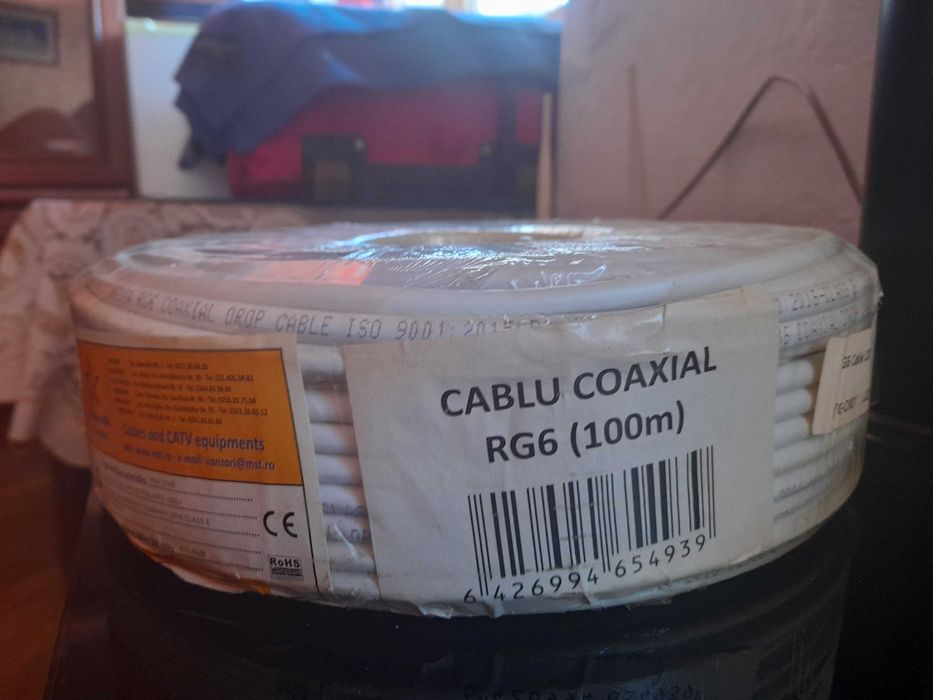 Cablu Coaxial  RG6 - 100 Metri / Cablu Tv -Satelit-Antena