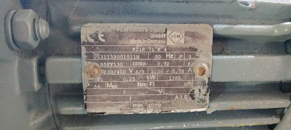 Motor electric trifazat cu reductor, 0.25kW, 76rpm, 380V