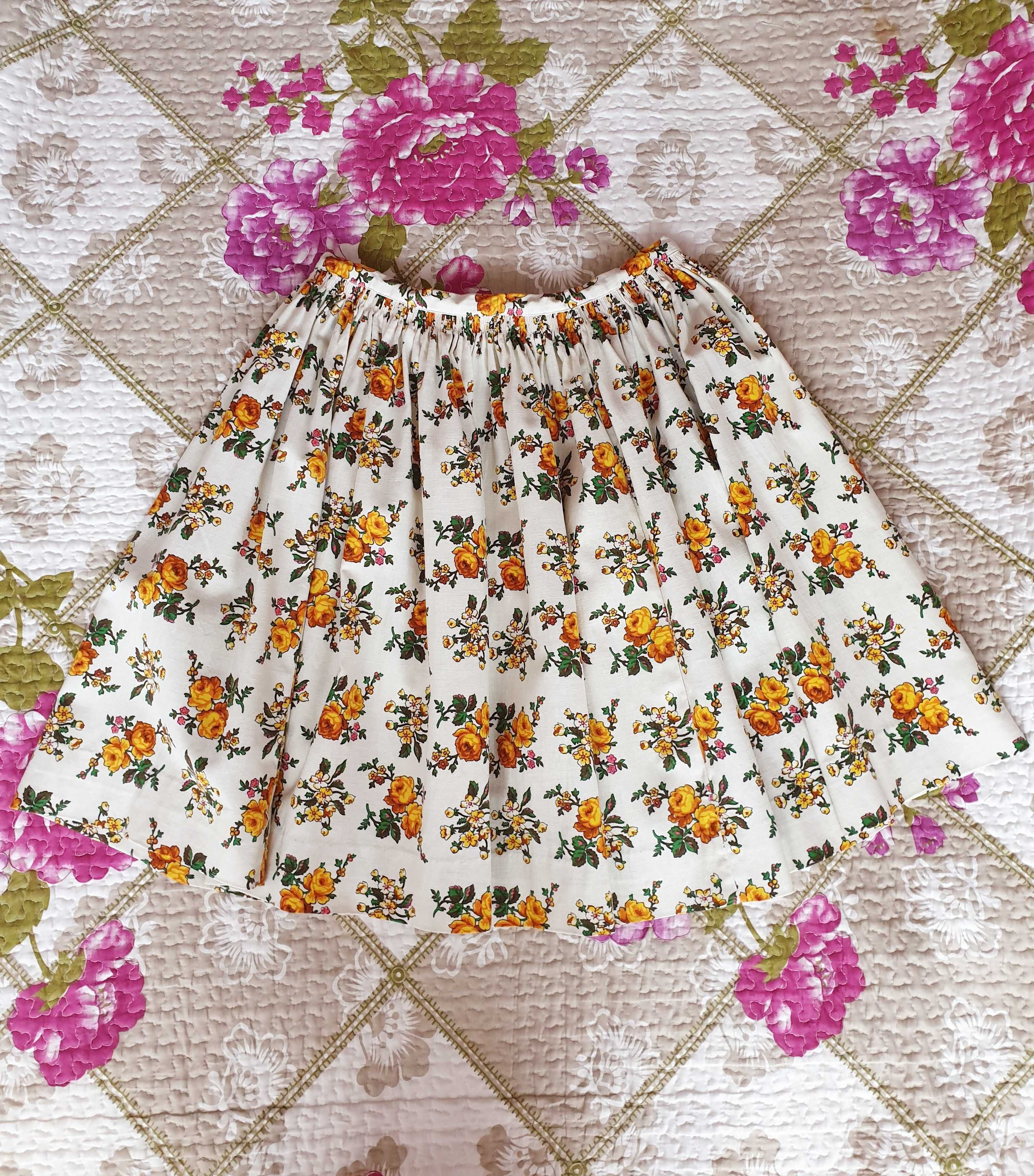 Fusta plisata print floral bumbac