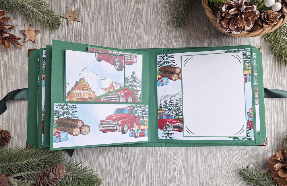 Коледен скрапбук албум "Снежна гора", ръчна изработка /54.20