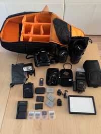Nikon D 5300 cu geanta blitz si obiective
