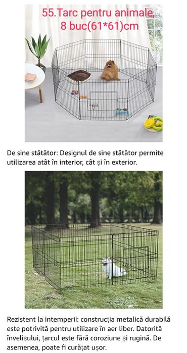 Țarc metalic pentru animale mici 8 elemente( 61*61 cm)