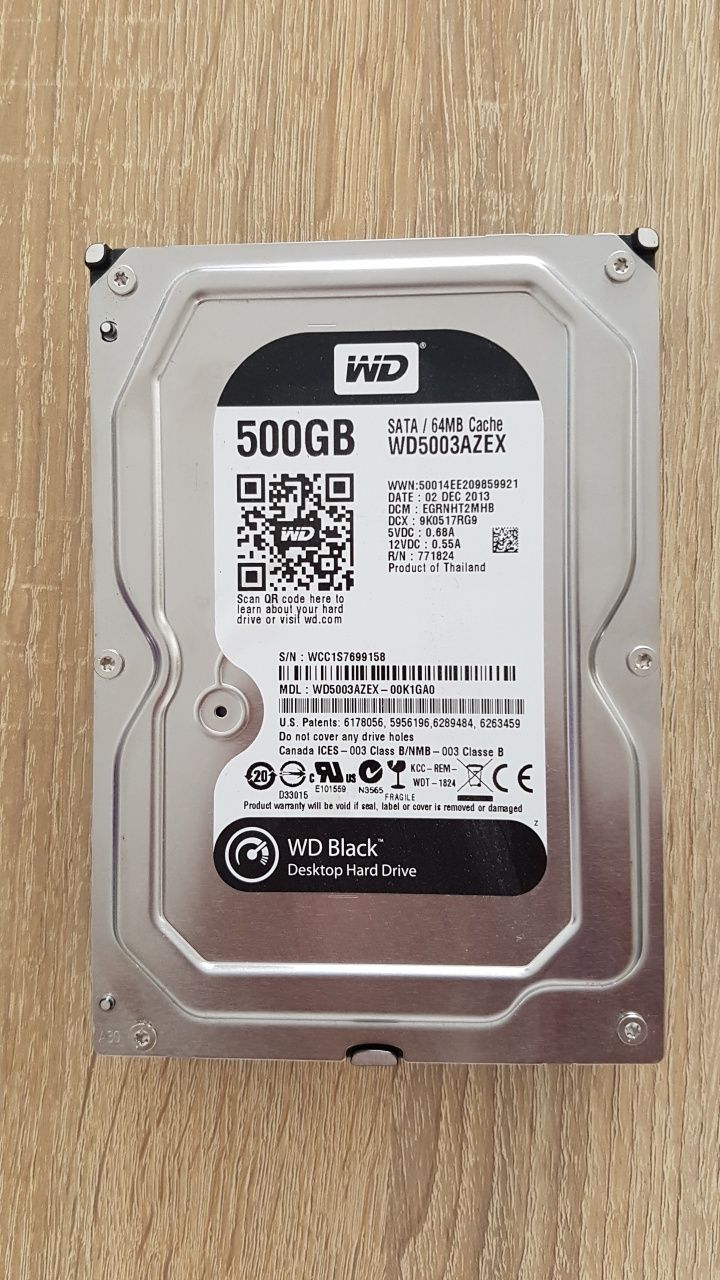 HDD WD Black 500GB, 7200rpm, 64MB cache, SATA III