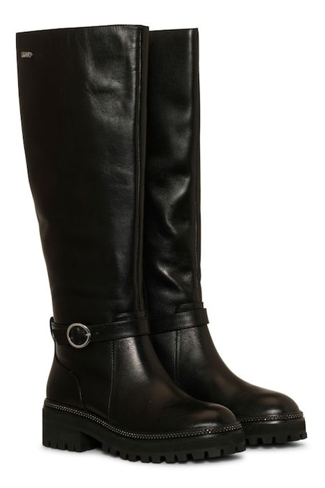 LiU JO Cizme mid-calf cu segmente de piele, Negru, 36